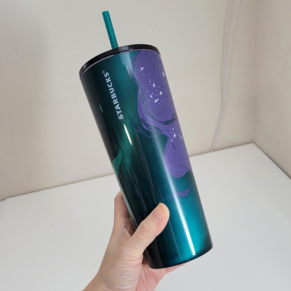 Starbucks 2025 Metallic Green Purple Mermaid Siren Stainless Tumbler 24oz Cup - Picture 2 of 6